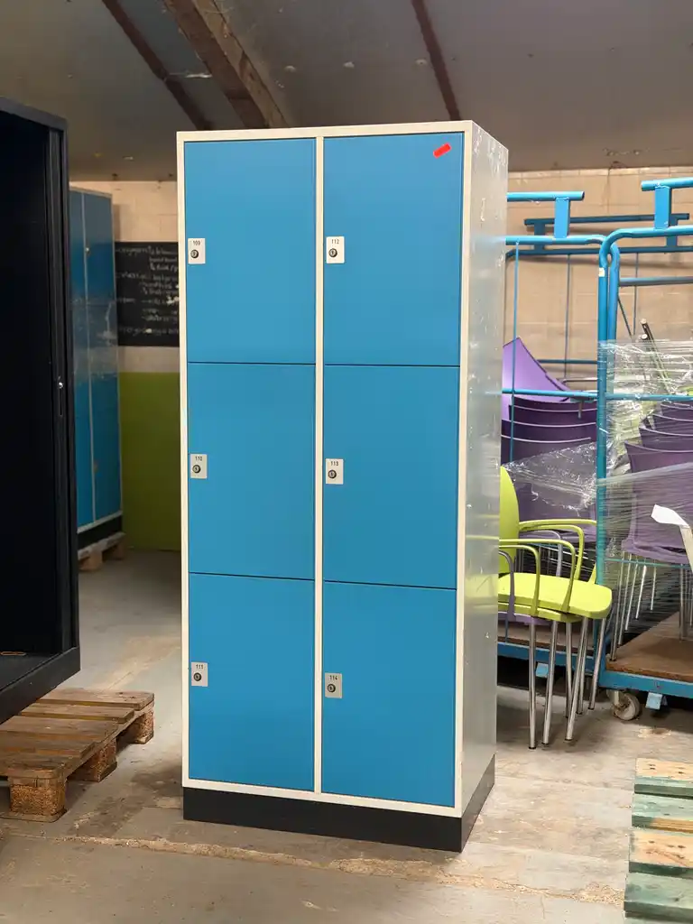 Lockerkast 6 lockers- blauw-wit